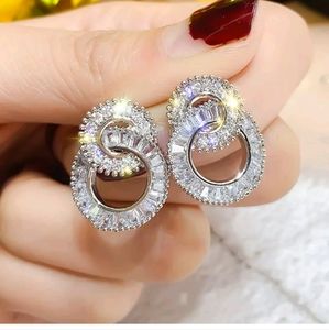 New sterling silver cz post earrings